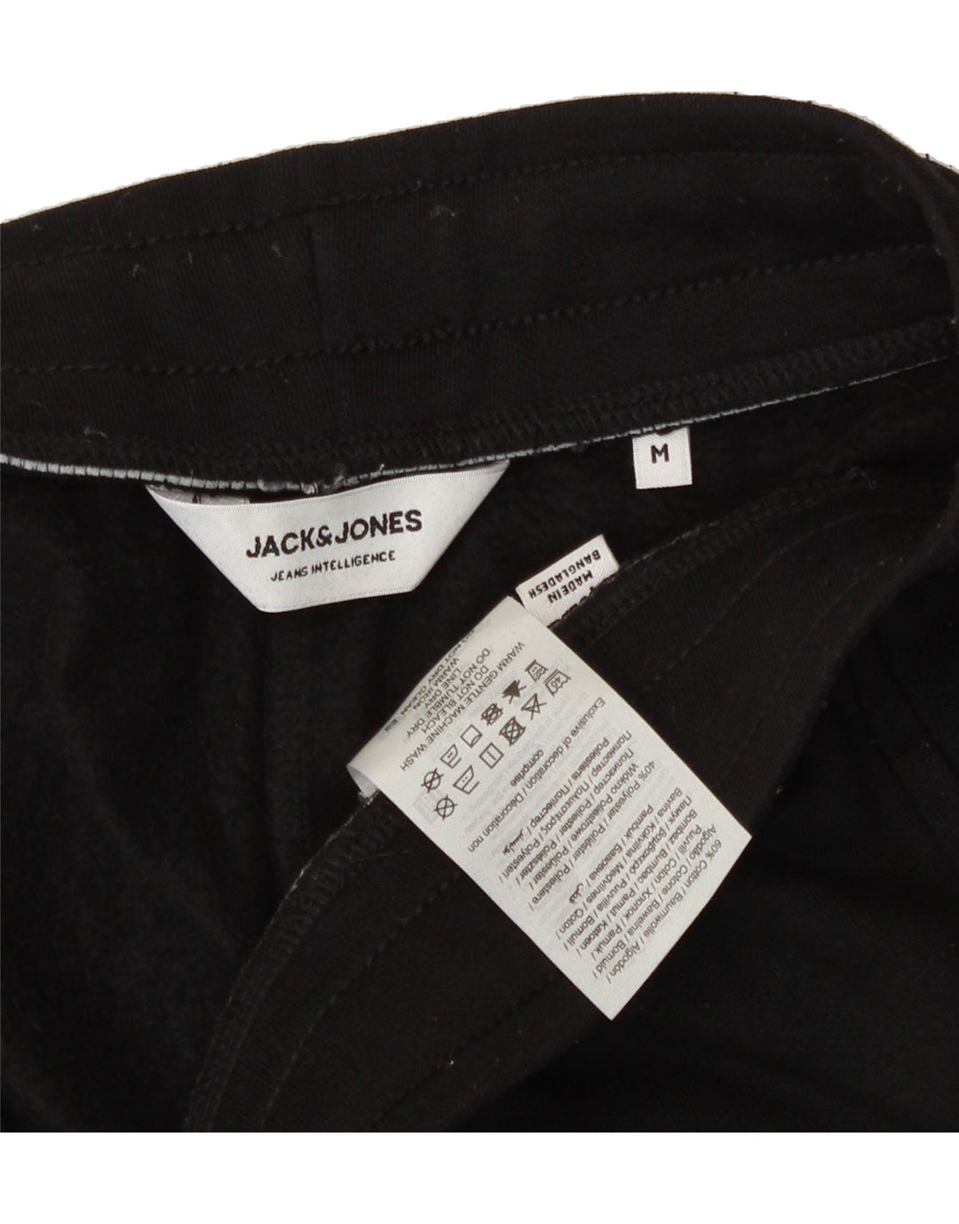 JACK & JONES Mens Tracksuit Trousers Joggers Medium Black Cotton Vintage Jack & Jones and Second-Hand Jack & Jones from Messina Hembry 