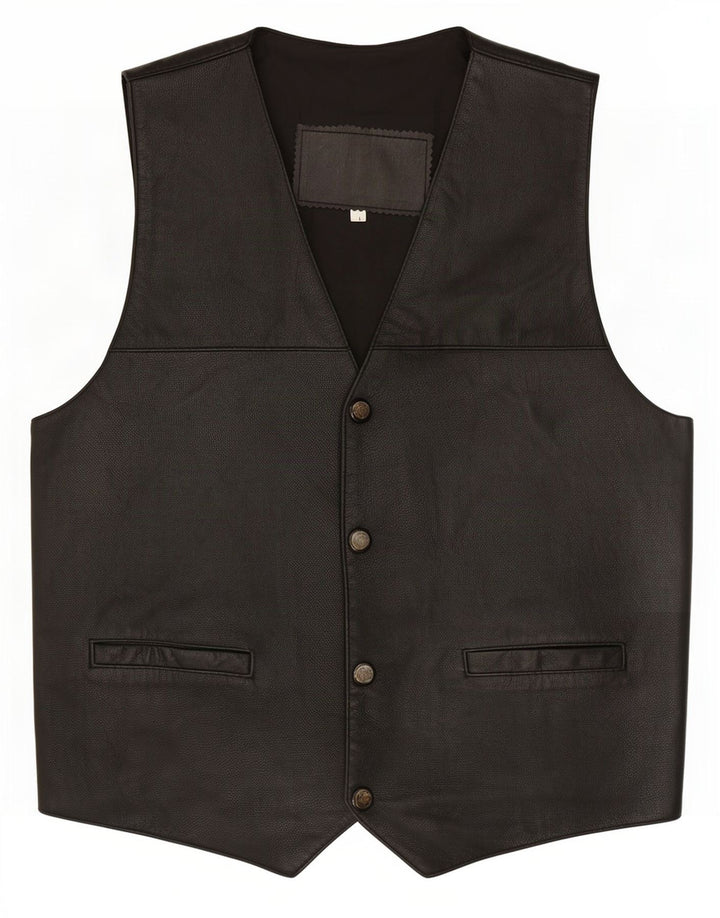 Vintage Herren Lederweste Groß Schwarz