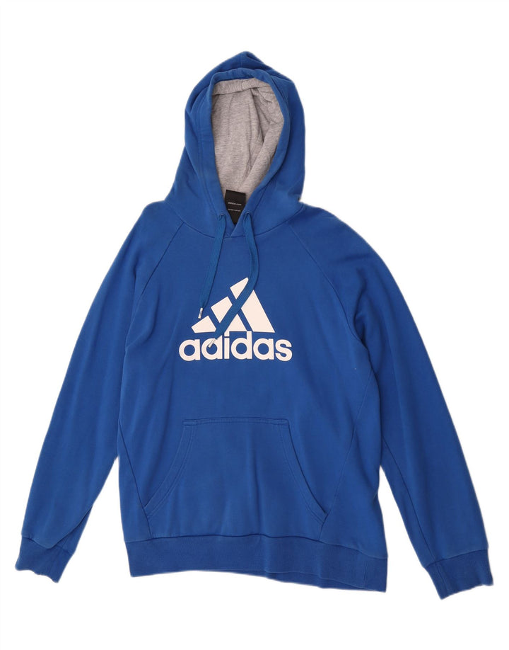 Adidas Herren Graphic Hoodie Pullover mittelblaue Baumwolle