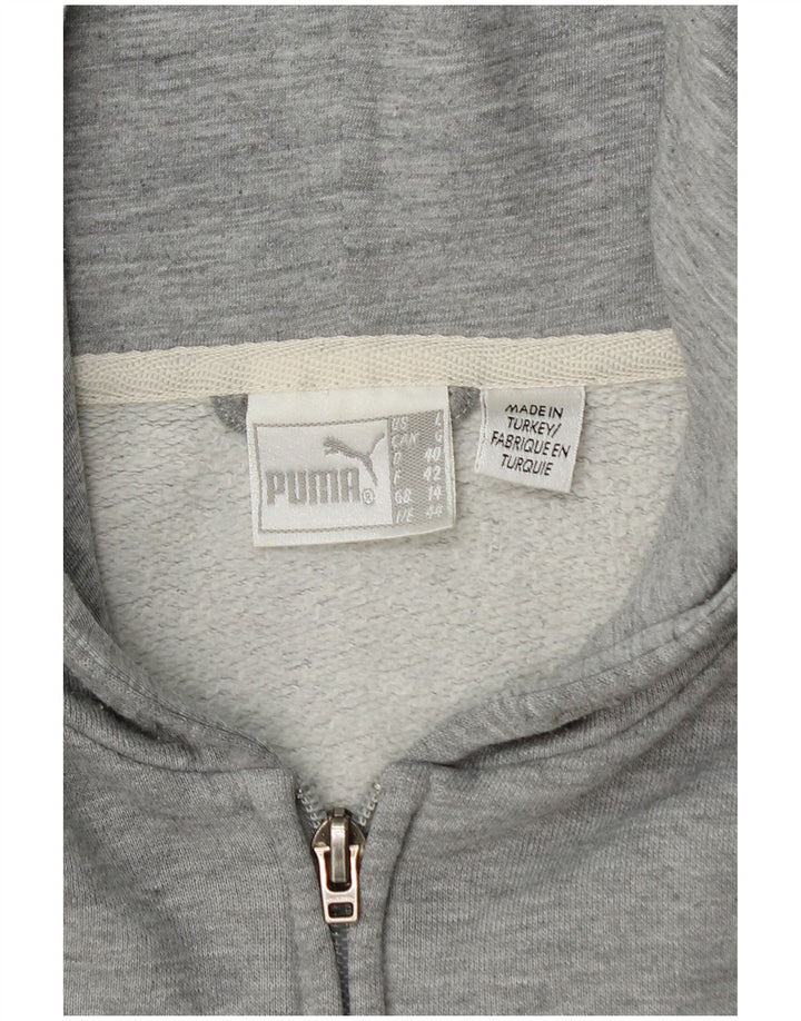 Puma Damen Zip Hoodie Pullover UK 14 Mittelgrau meliert