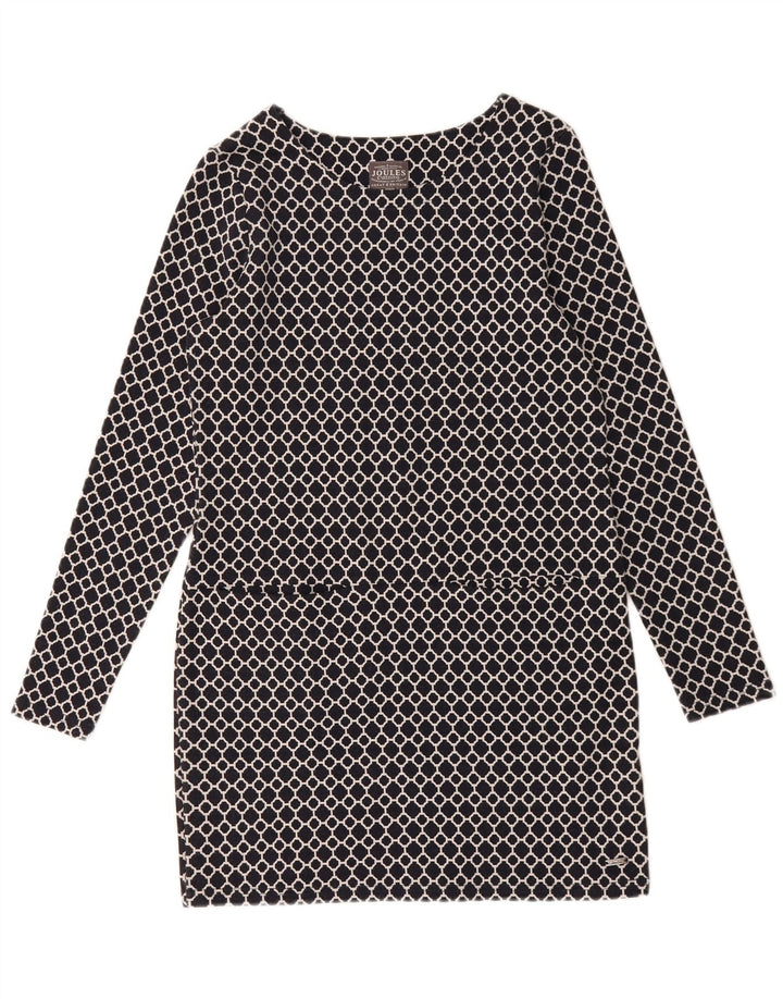 JOULES Womens Long Sleeve Tunic Top UK 10 Small Navy Blue Geometric