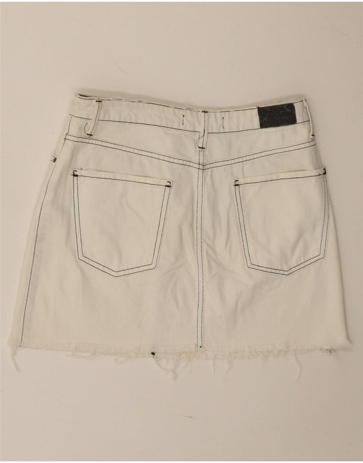 Zara Damen Mini-Jeansrock, Größe S, W27, Weiß