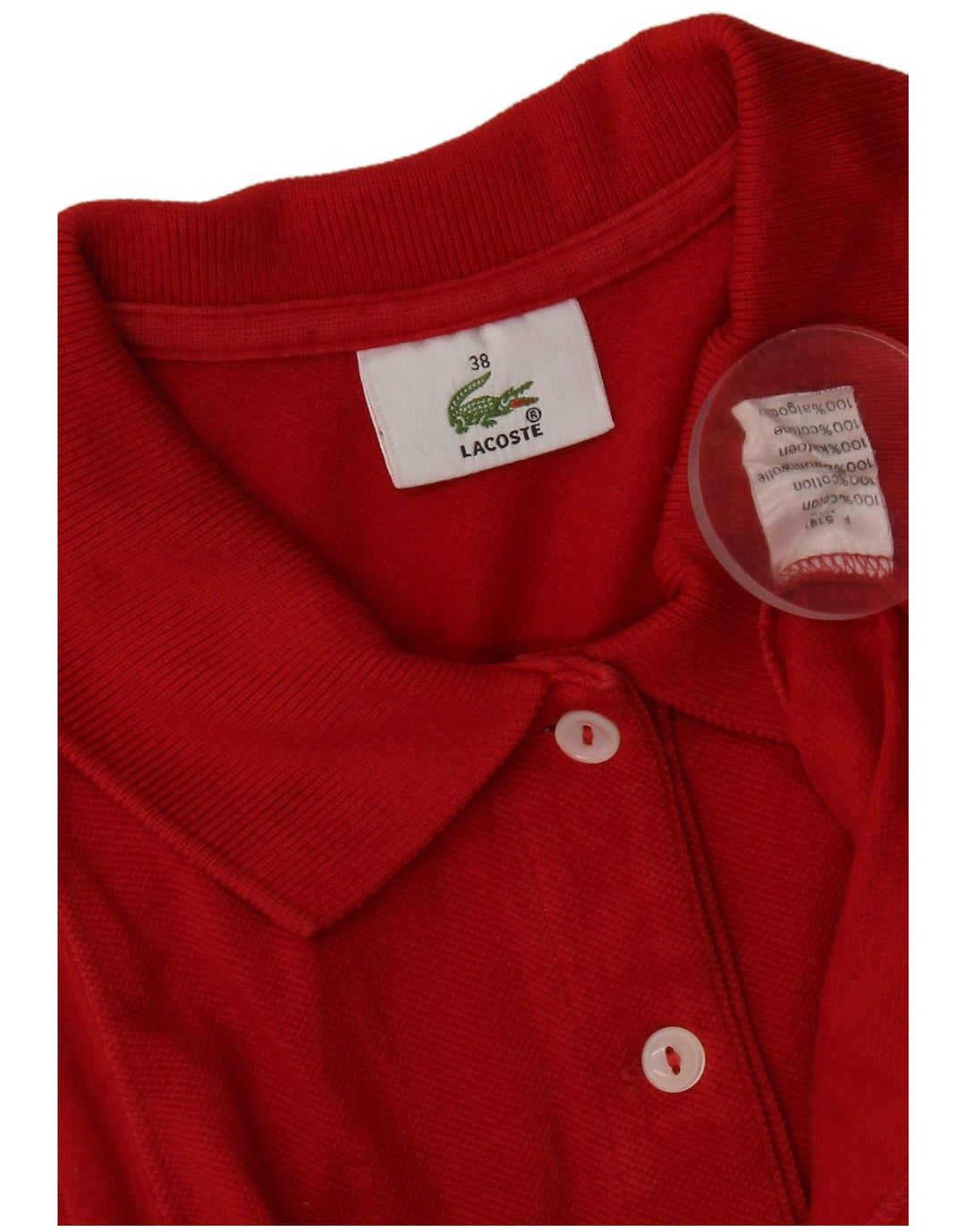 Lacoste Damen ärmelloses Poloshirt, Größe 38, mittelrote Baumwolle