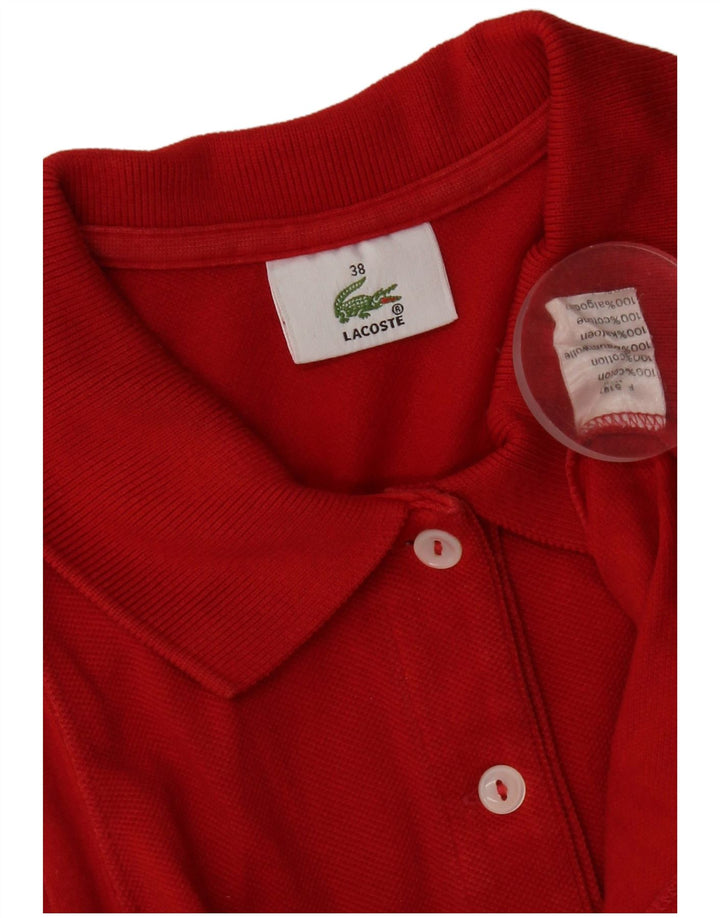 Lacoste Damen ärmelloses Poloshirt, Größe 38, mittelrote Baumwolle