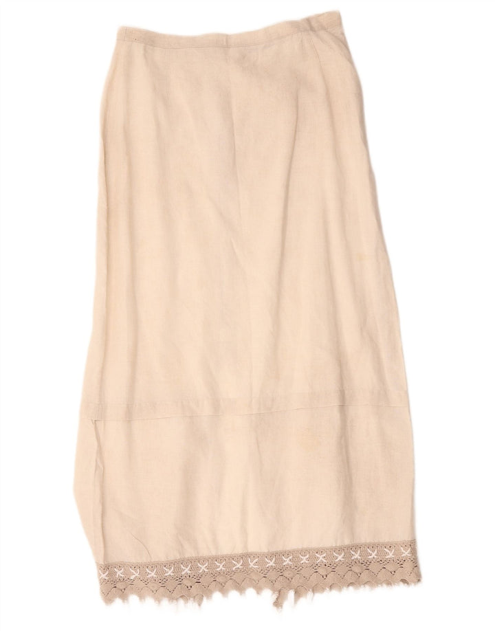 L.Pucci Damen Midirock IT 44 Medium W28 Beige Leinen
