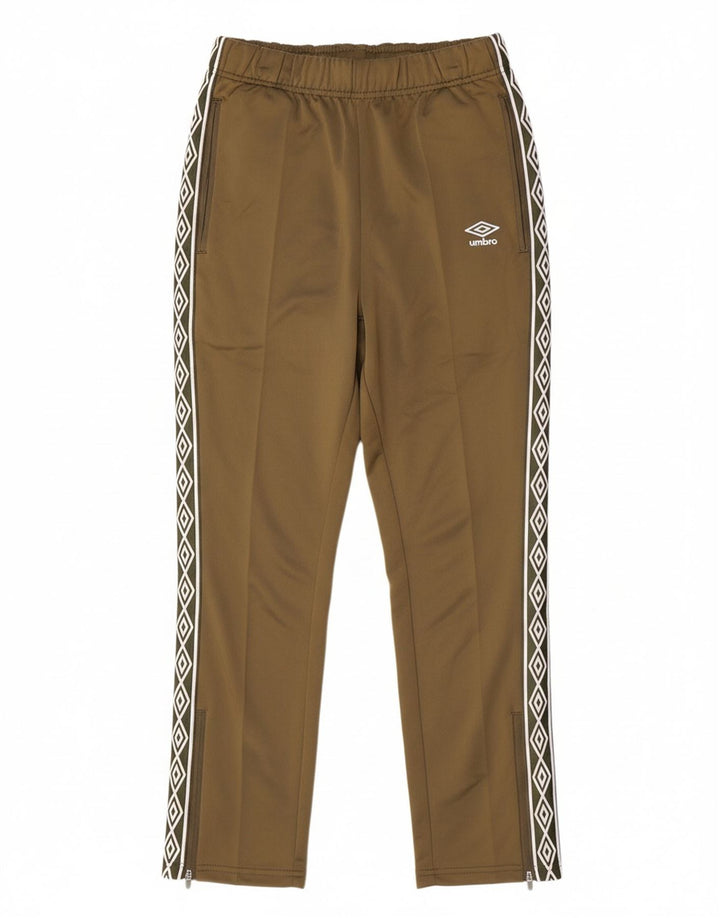 UMBRO Mens Graphic Tracksuit Trousers Small Khaki Colourblock Polyester