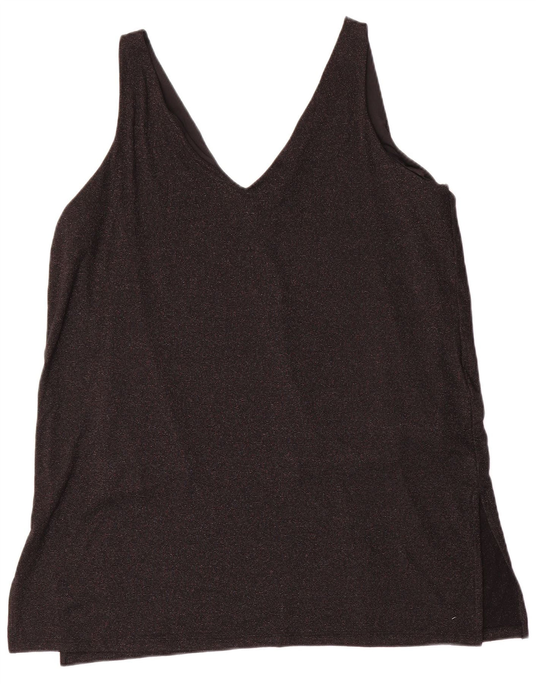 Marks & Spencer Damen ärmelloses Blusenoberteil UK 20 2XL Schwarze Viskose