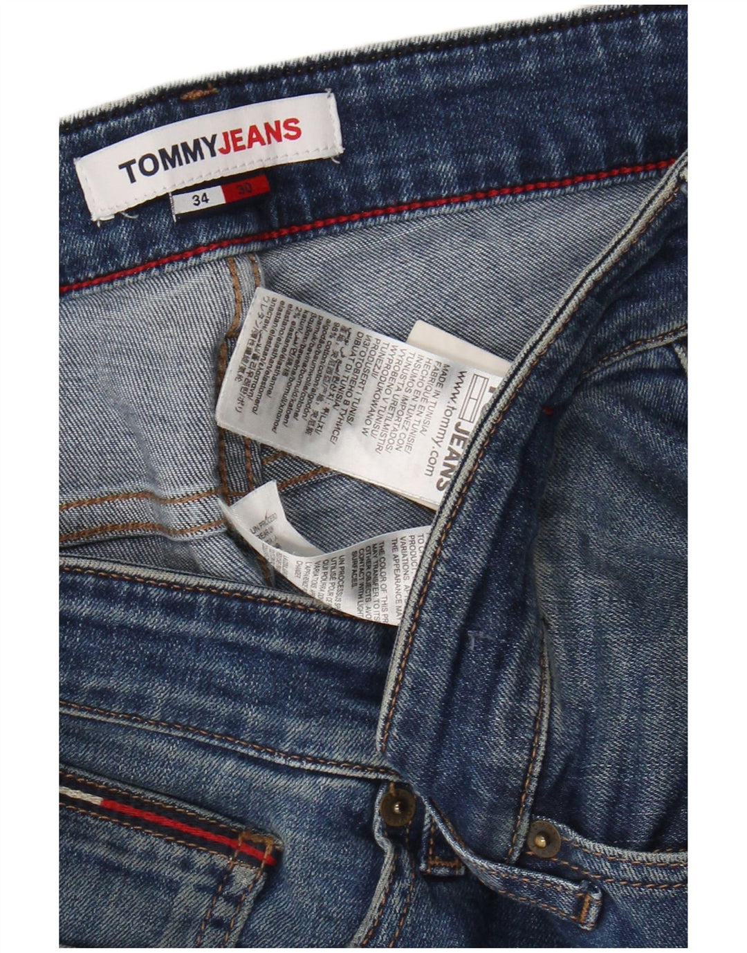 TOMMY HILFIGER Herren Slim Jeans W34 L27 Blaue Baumwolle