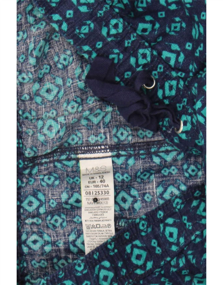 Marks & Spencer Damen A-Linienrock UK 12 Medium W30 Marineblau Geometrisch
