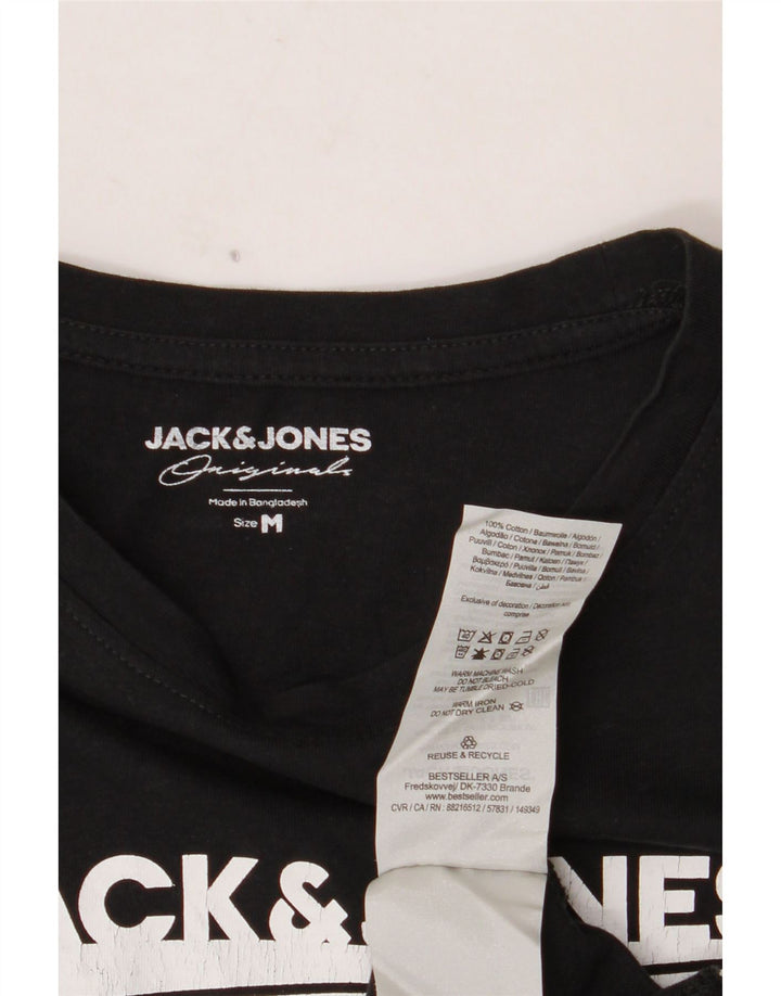 JACK & JONES Herren Grafik-T-Shirt-Oberteil aus mittelschwarzer Baumwolle