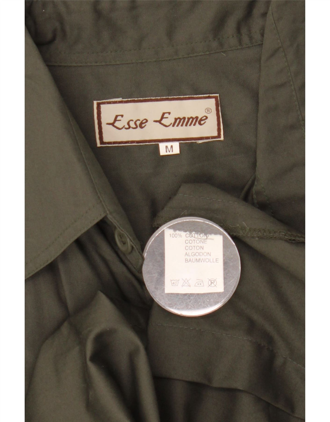 ESSE EMME Herren-Militär-Kurzarmhemd aus mittlerer Khaki-Baumwolle