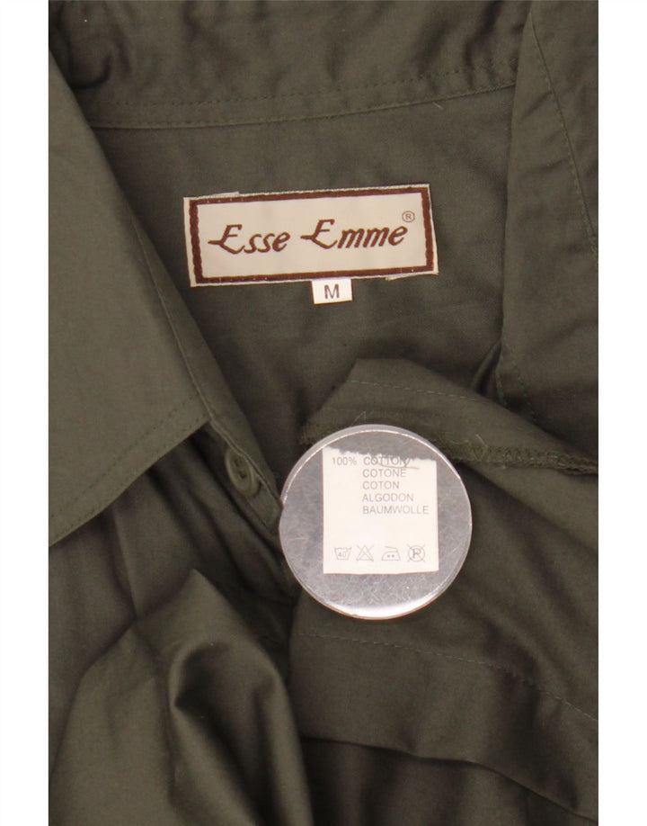 ESSE EMME Herren-Militär-Kurzarmhemd aus mittlerer Khaki-Baumwolle