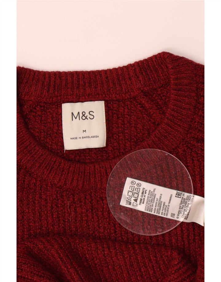 Marks & Spencer Herren-Pullover mit Rundhalsausschnitt, mittleres Burgunderrot, Polyamid