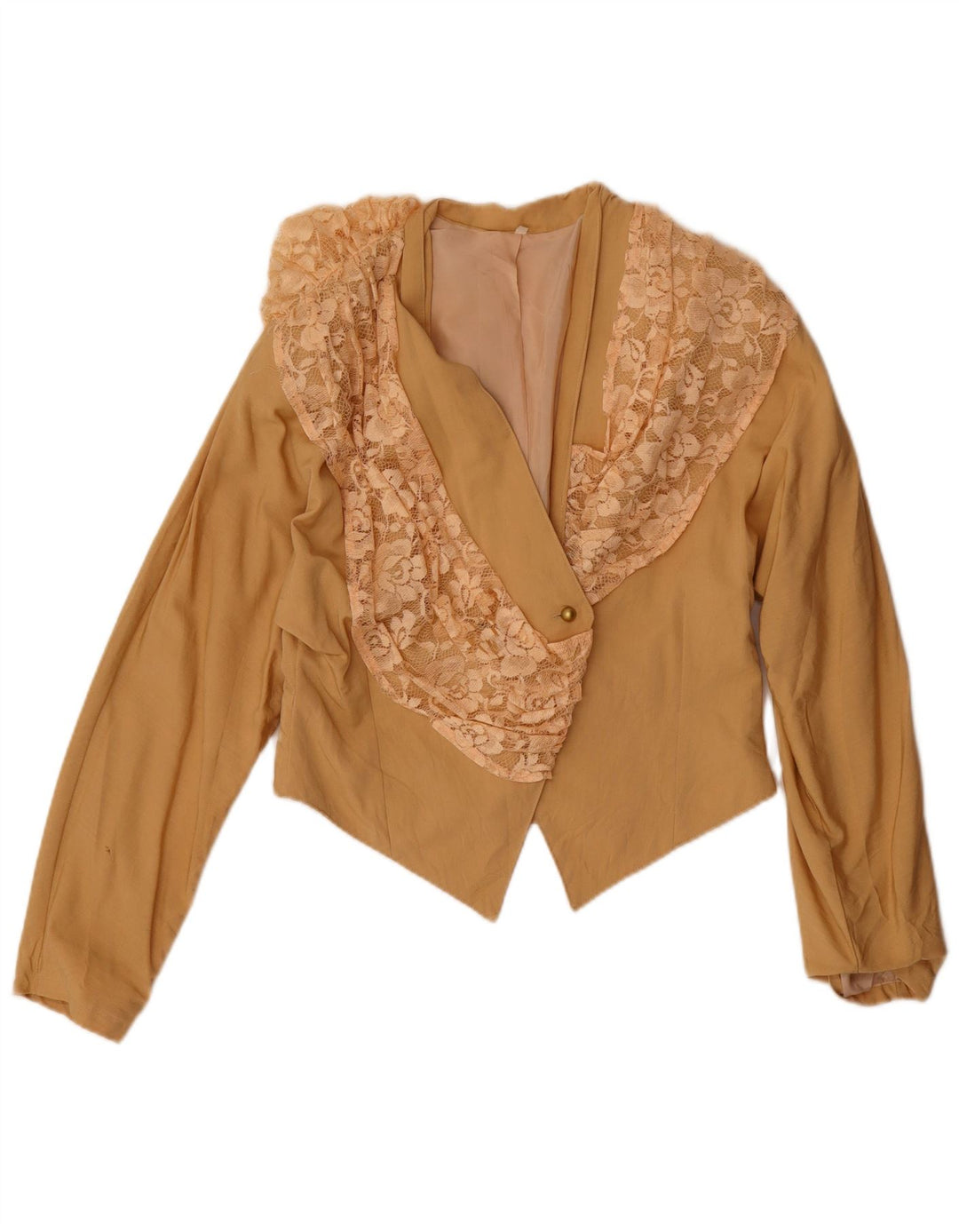 Vintage Damen Bolero Jacke UK 14 Medium Beige Floral Wolle