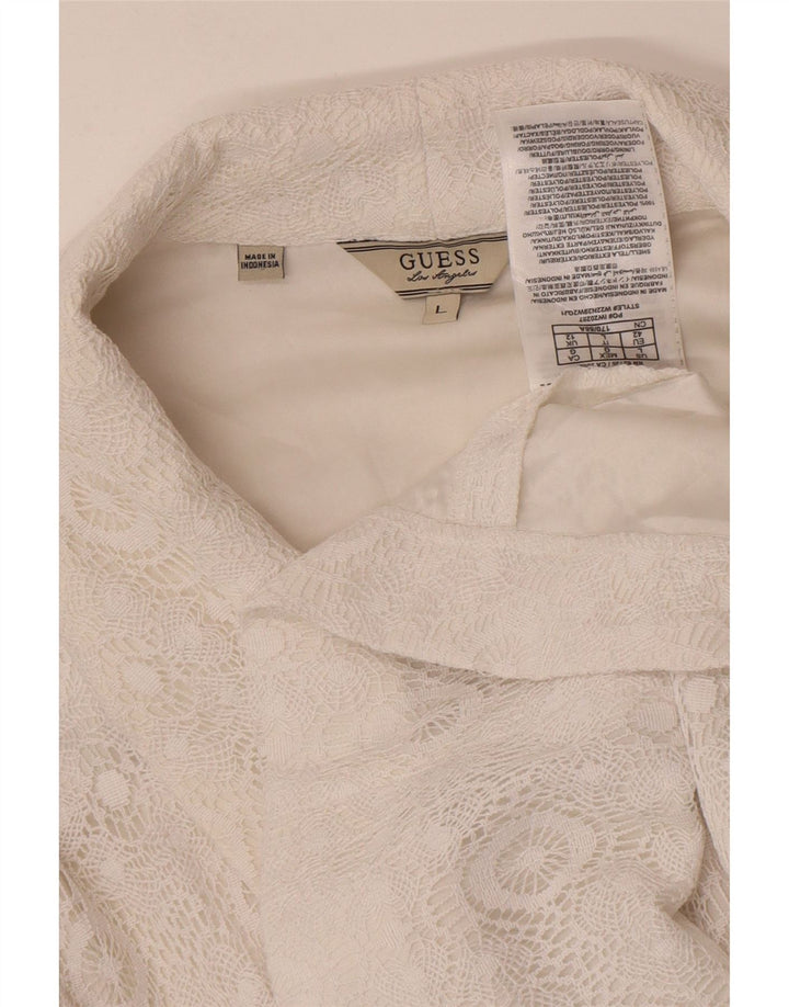 Guess Damen-Blazerjacke mit 1 Knopf, UK 12, Mittelweiß, Polyester