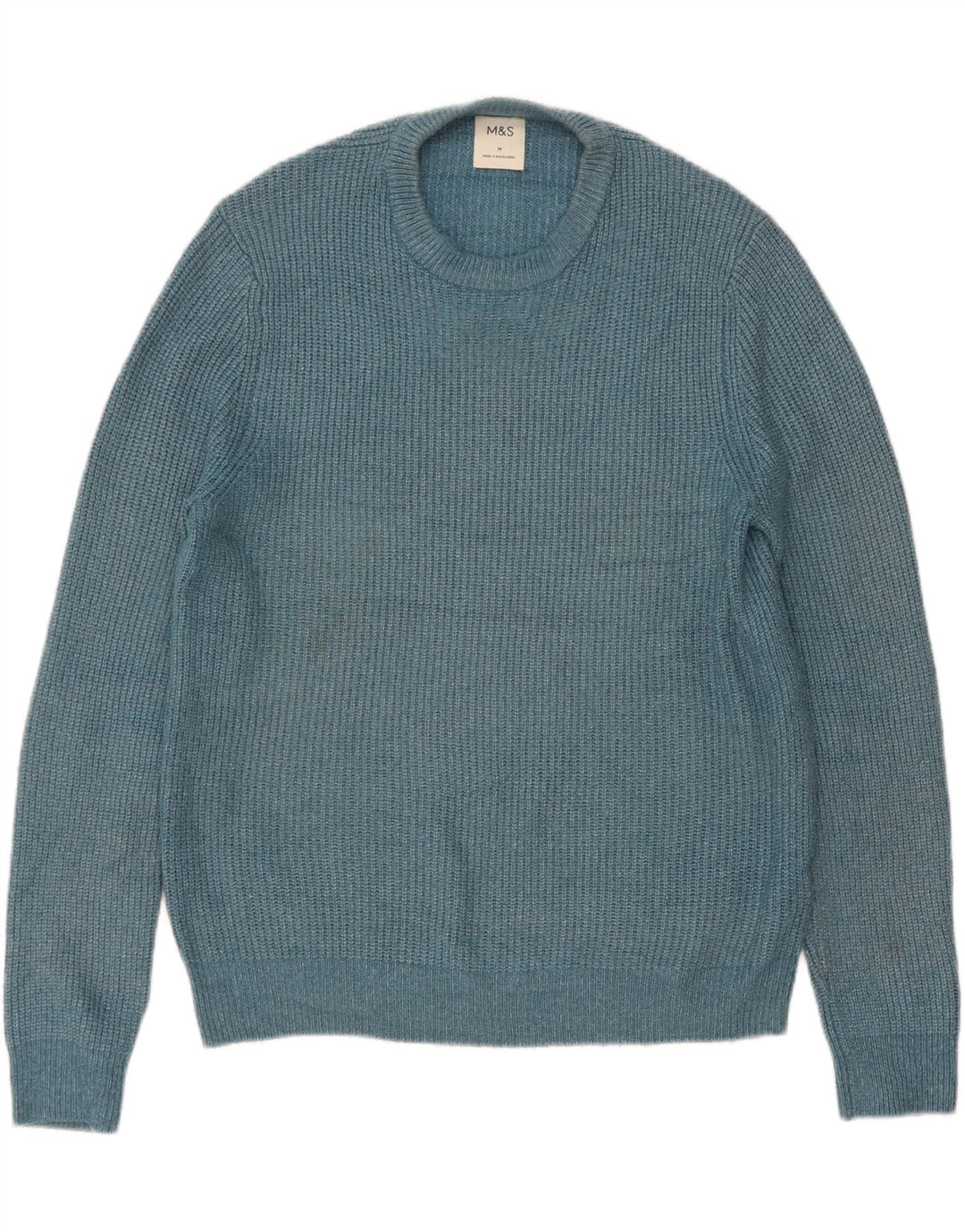 Marks & Spencer Herren-Pullover mit Rundhalsausschnitt, Mittelblau, Polyamid