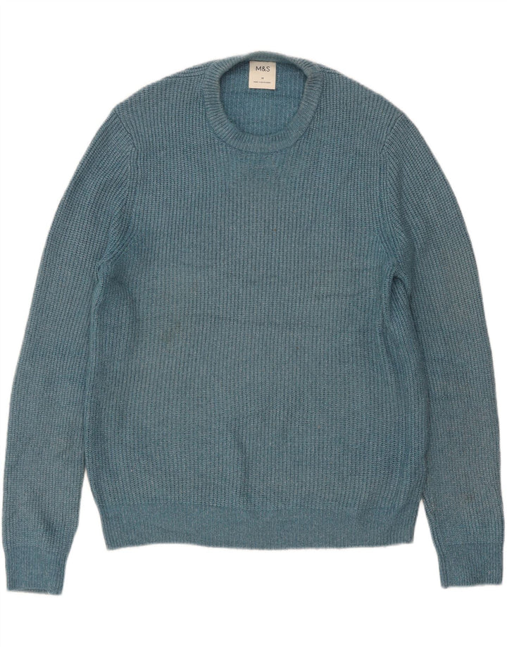 Marks & Spencer Herren-Pullover mit Rundhalsausschnitt, Mittelblau, Polyamid
