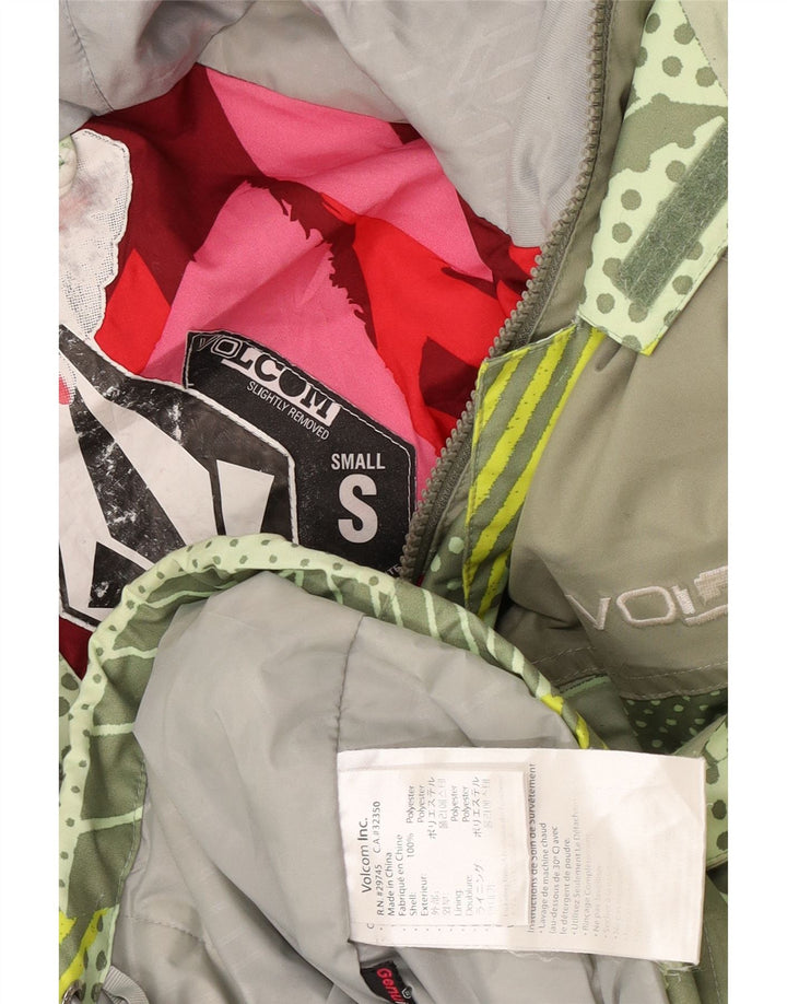 Volcom Herren-Windbreakerjacke mit Kapuze, UK 36, klein, grün, geometrisch, Polyester