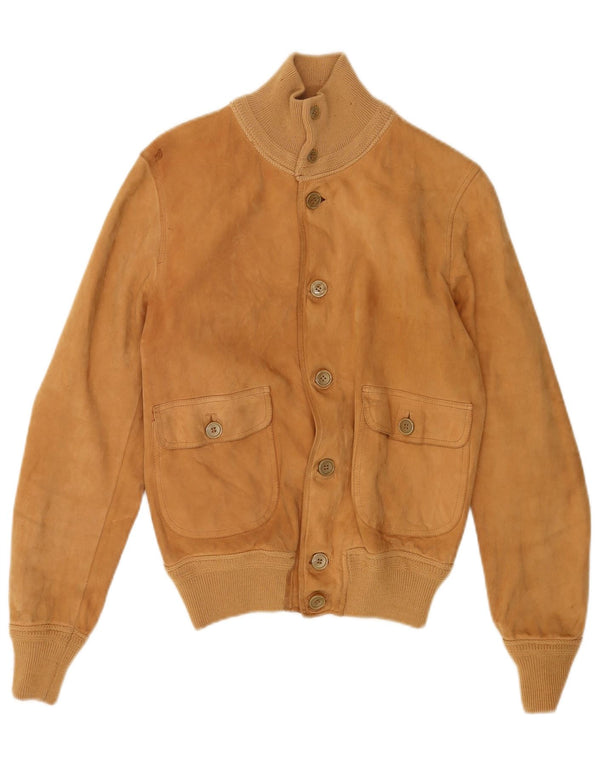 Vintage Herren Wildleder Bomberjacke UK 36 Kleines braunes Leder