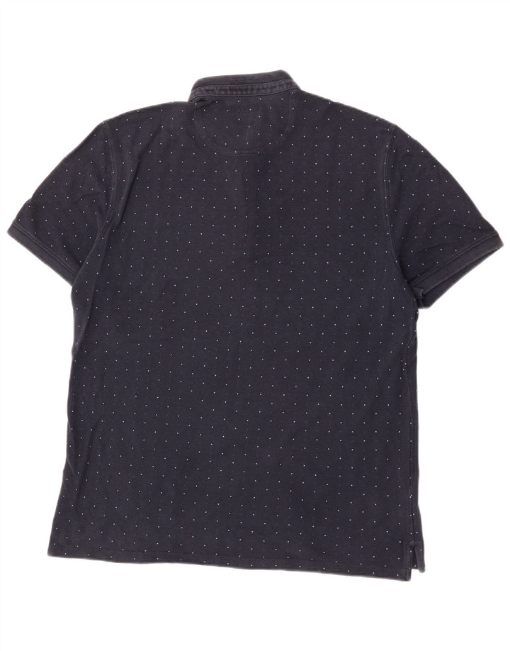 Massimo Dutti Herren Poloshirt XL Marineblau gepunktet