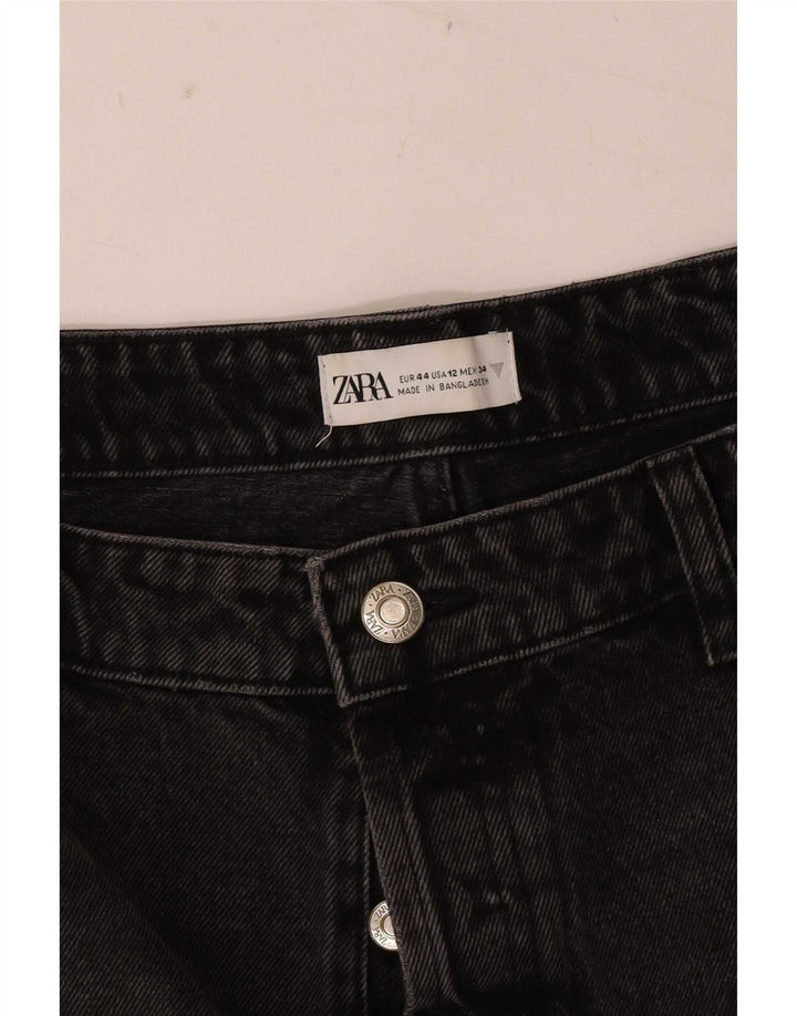 Zara Damen Distressed Denim Shorts EU 44 XL W34 Schwarz