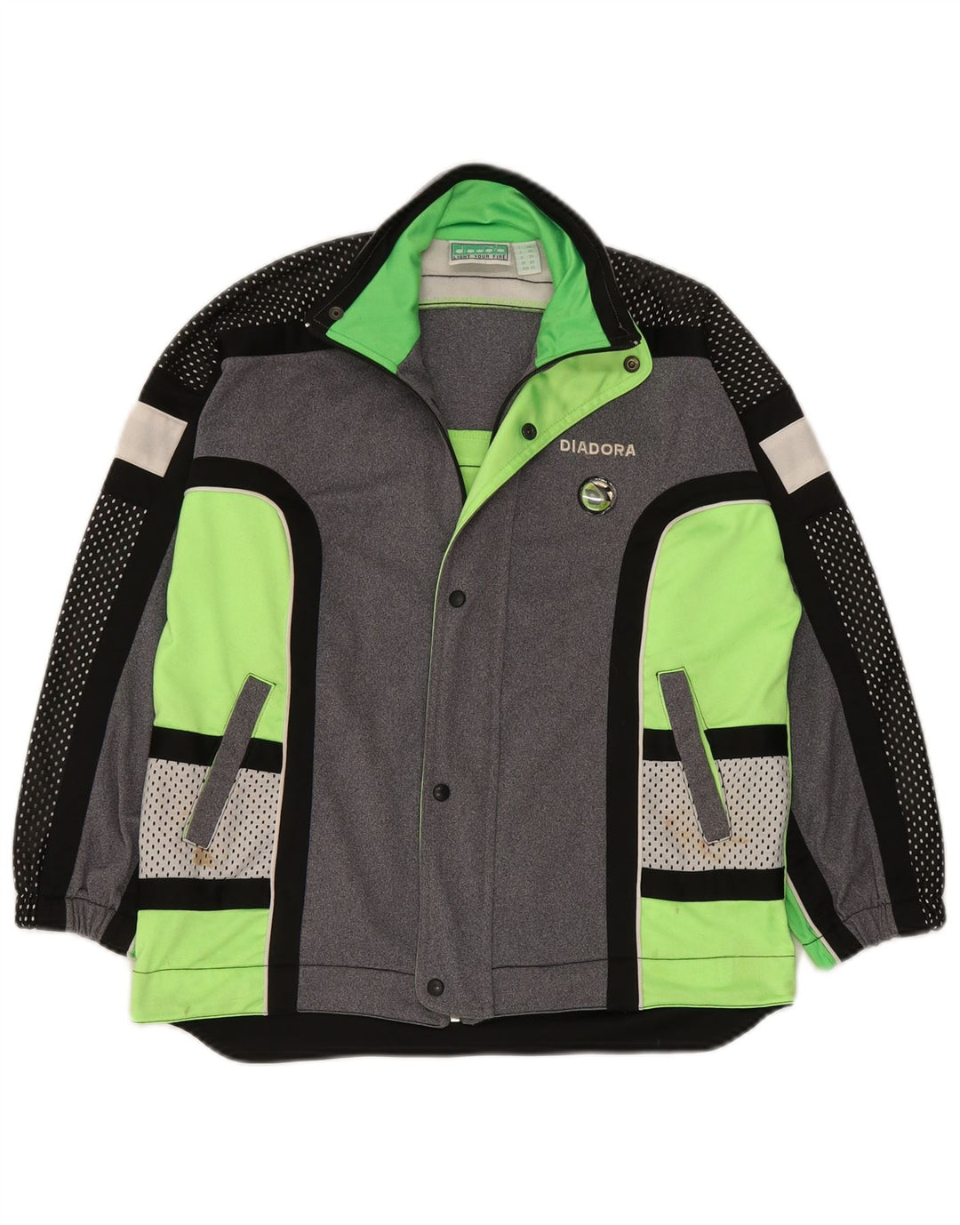 Diadora Jungen-Trainingsanzug-Top-Jacke, 13–14 Jahre, graues Colourblock-Polyester