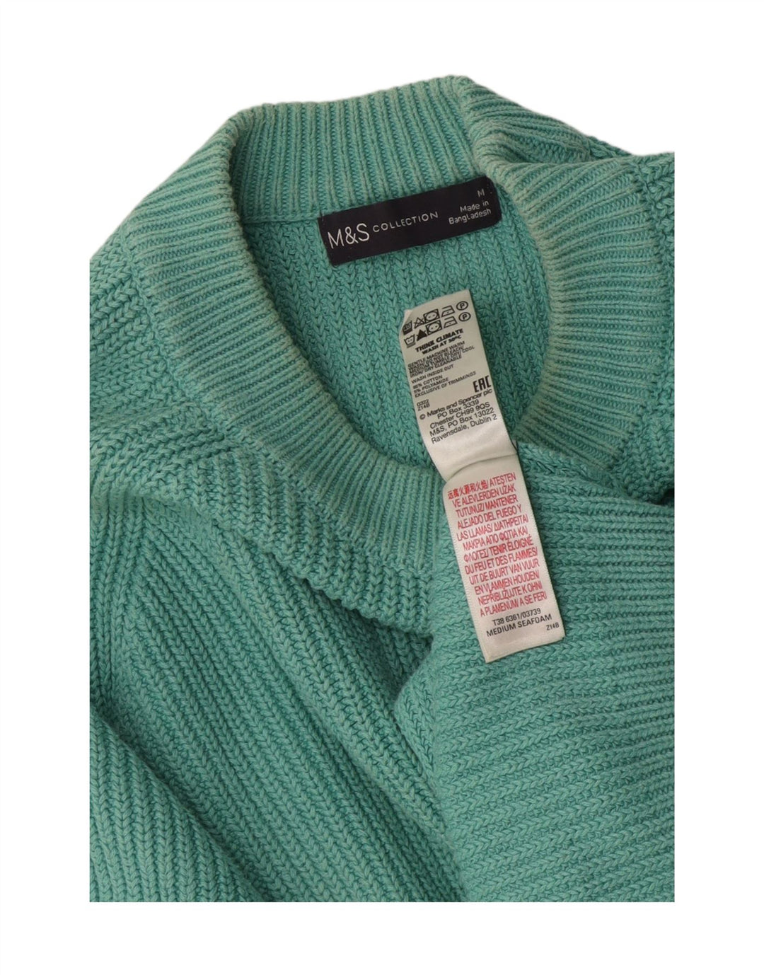 Marks & Spencer Damen Pullover mit Rundhalsausschnitt, UK 14, Mitteltürkis
