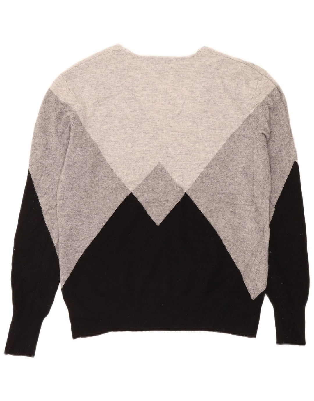 Reiss Damen-Pullover mit V-Ausschnitt, UK 14, mittelgraue Colourblock-Wolle