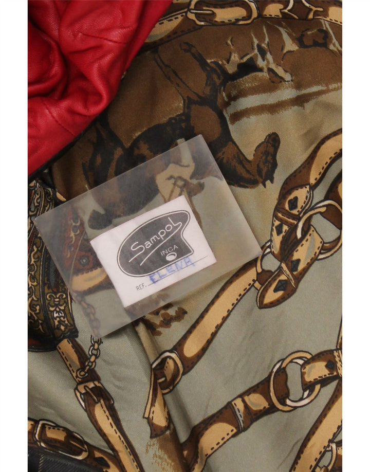 Vintage Damen Übergroßer Wildledermantel UK 14 Mittelrotes Leder