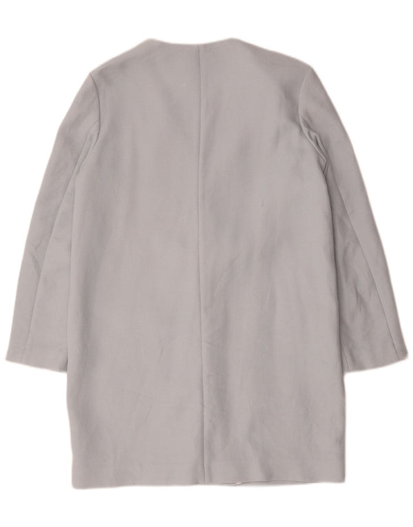 Zara Damen Longline 1-Knopf-Blazerjacke UK 14 Mittelblaue Baumwolle