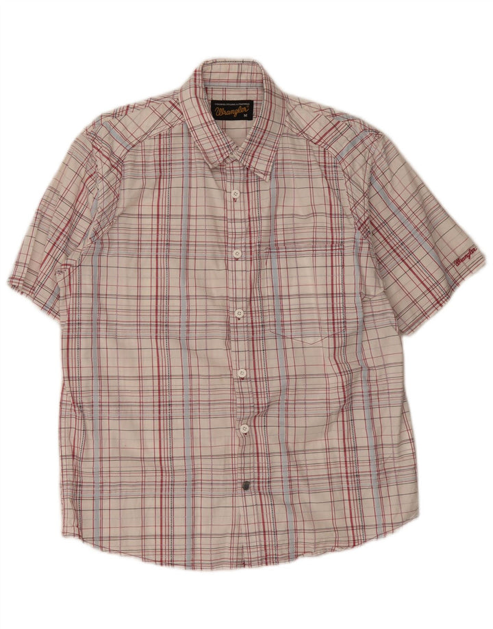 Wrangler Herren-Hemd, kurzärmelig, reguläre Passform, mittelweiß, kariert, Baumwolle