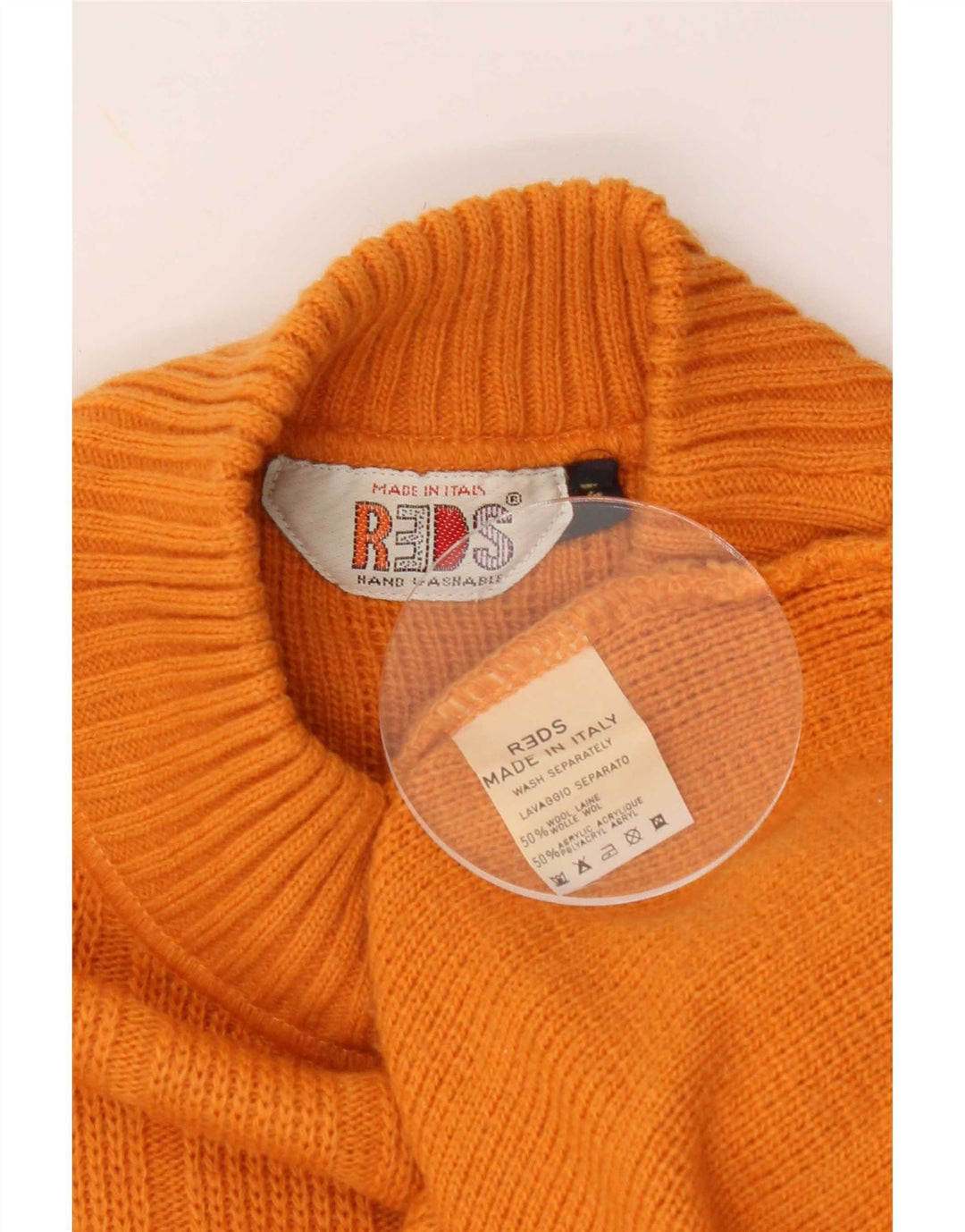 REDS Herren-Pullover mit Rollkragen, mittelorange, geometrische Wolle