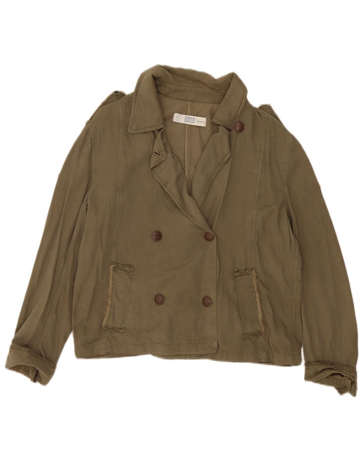 Zara Damen Übergroße Militärjacke UK 14 Medium Khaki Lyocell