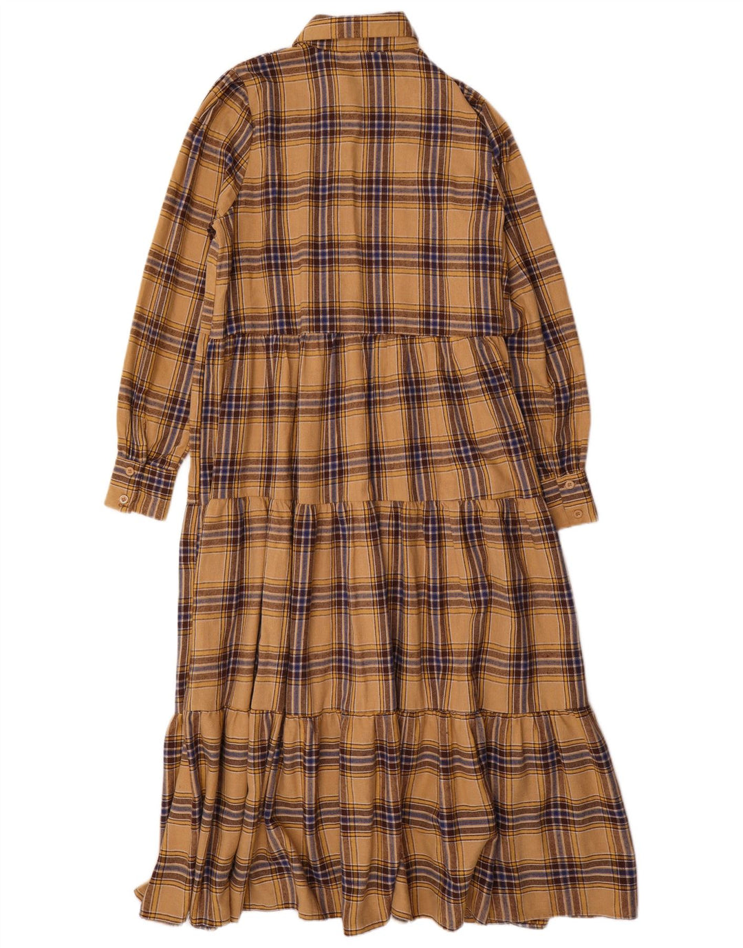 Coast Langarm-Maxikleid für Damen, Größe S, Beige, Karomuster, Polyester