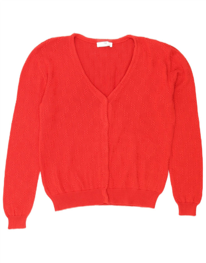 Peter Hahn Damen-Cardigan-Pullover UK 14 Mittelrote Baumwolle
