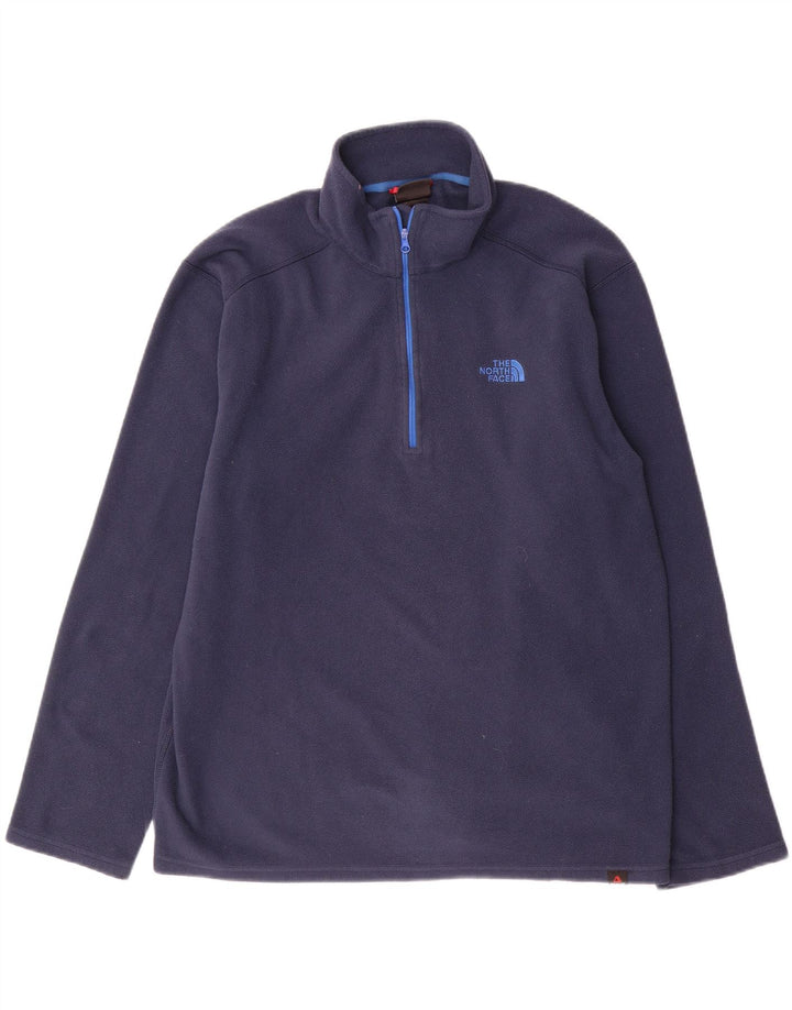 THE NORTH FACE Herren-Fleecepullover mit Reißverschluss am Hals, groß, marineblaues Polyester