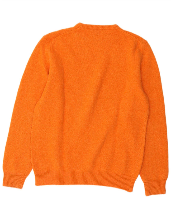 Trussardi Damen-Pullover mit Rundhalsausschnitt, UK 16, Größe L, orangefarbene Wolle
