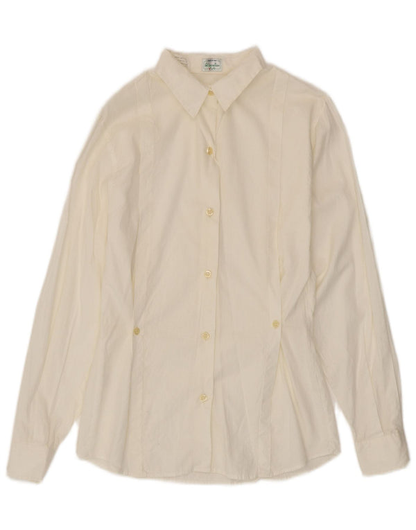 Benetton Damen-Hemd IT 42 aus mittelweißer Baumwolle