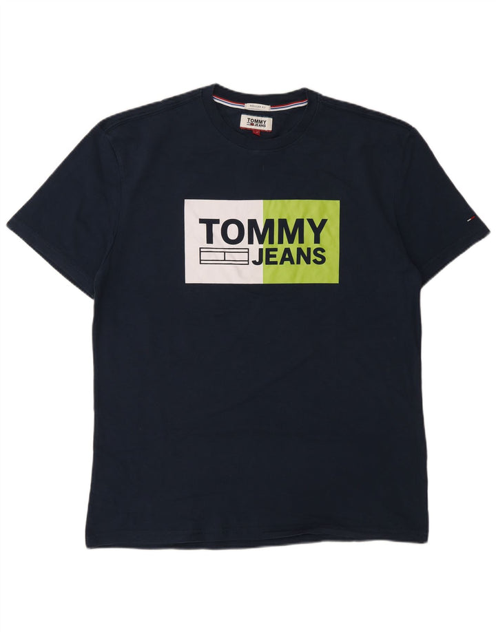 TOMMY HILFIGER Herren-T-Shirt mit normaler Passform und Grafik, mittleres Marineblau