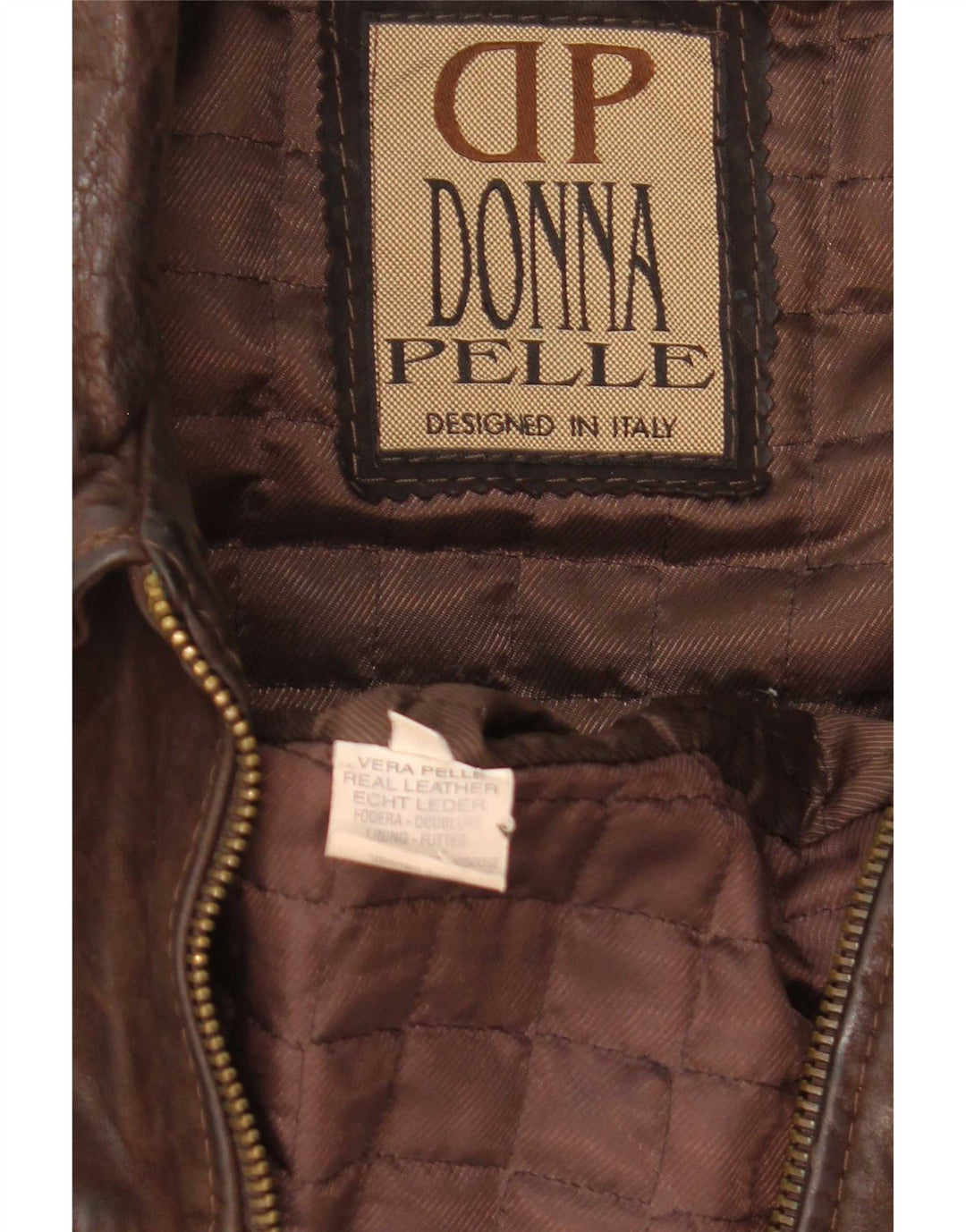 Donna Pelle Herren-Lederjacke mit lockerer Passform, IT 46, kleines braunes Leder