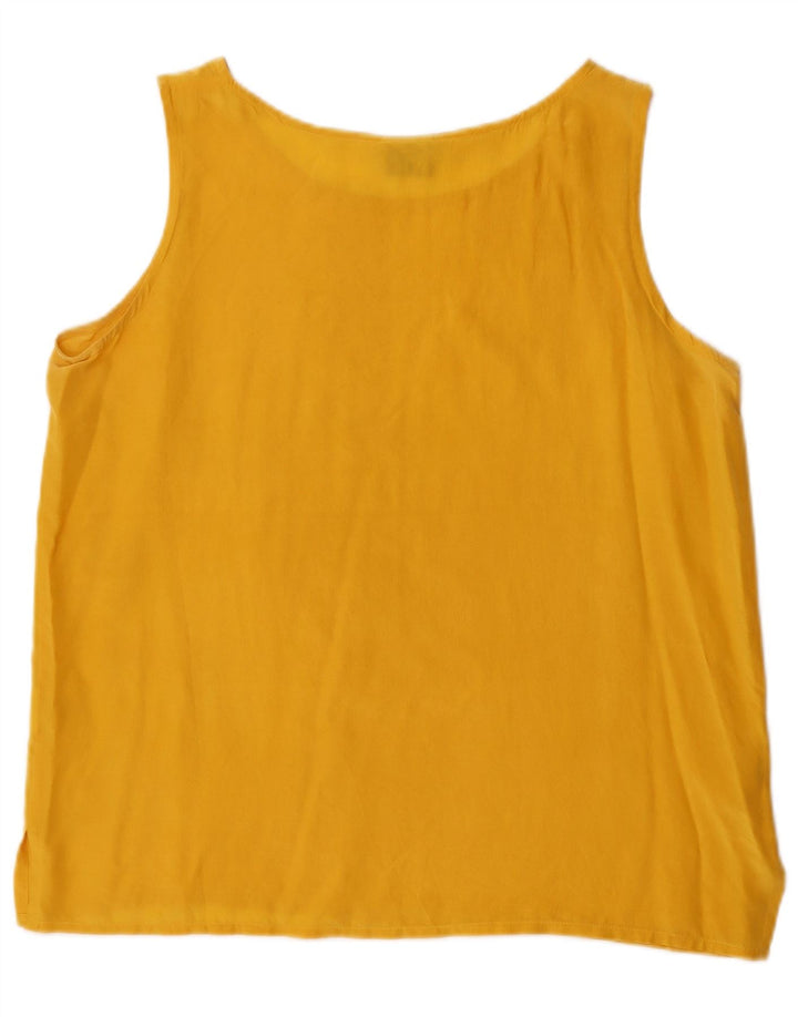 Vintage Damen Ärmelloses Blusentop IT 48 XL Gelbe Seide