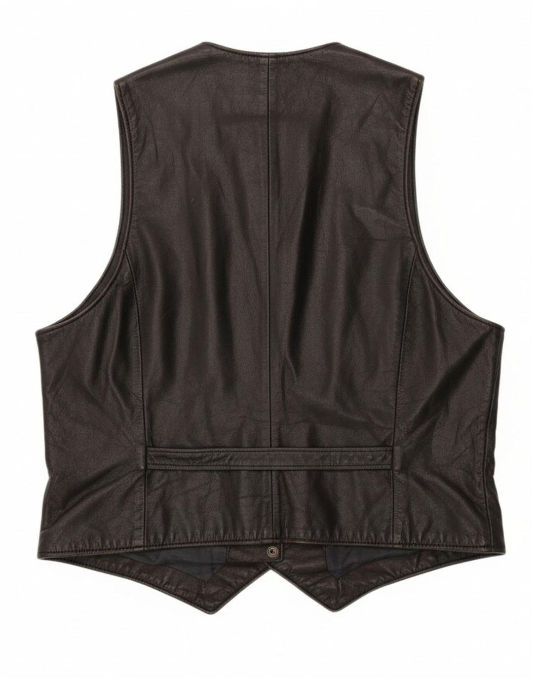 VINTAGE Mens Leather Waistcoat Medium Brown