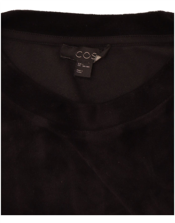 Cos Herren-Top, langärmelig, groß, aus schwarzer Baumwolle