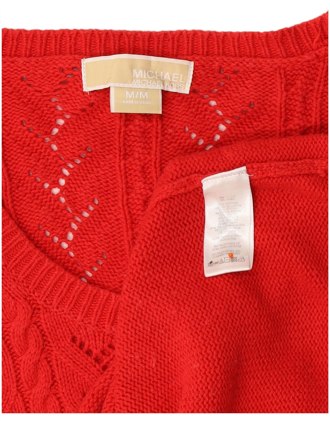 MICHAEL KORS Damen-Pullover mit 3/4-Ärmeln und U-Boot-Ausschnitt, Gr. 12, Mittelrot