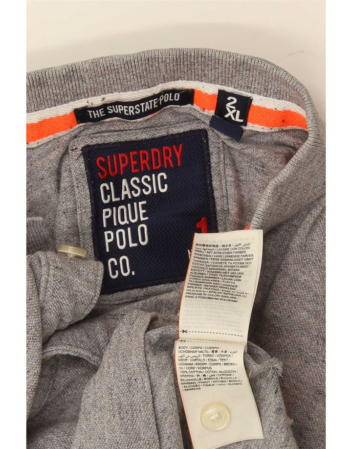 Superdry Herren-Poloshirt mit Grafik, 2XL, graue Baumwolle