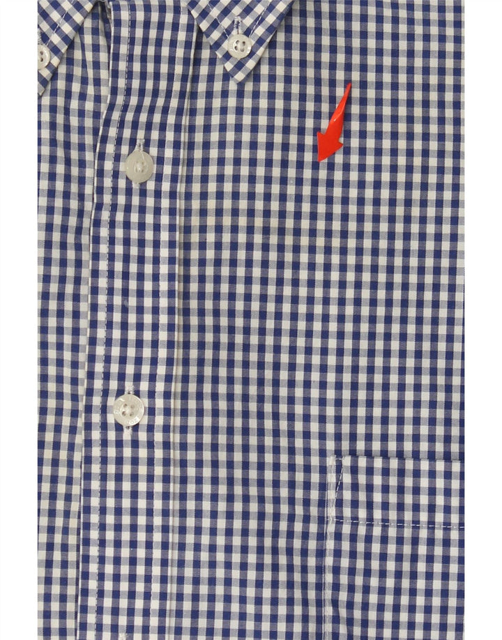IZOD Herren-Hemd mit normaler Passform, Größe 18 2XL, blaue Gingham-Baumwolle