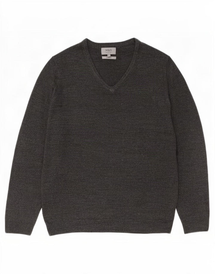 Marks & Spencer Herren-Pullover mit V-Ausschnitt, groß, grauer Kaschmir