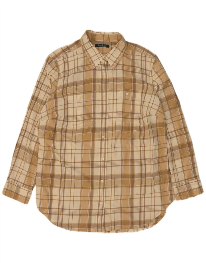 Ralph Lauren Herren-Flanellhemd, mittelbeige, karierte Baumwolle
