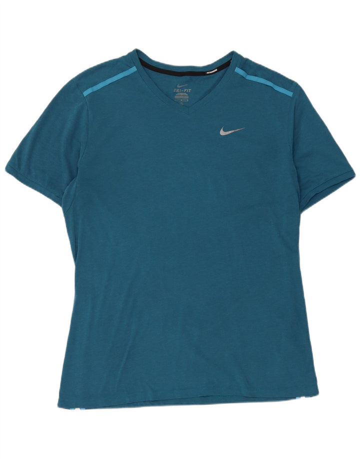 Nike Herren Dri Fit T-Shirt Top Large Blau Polyester