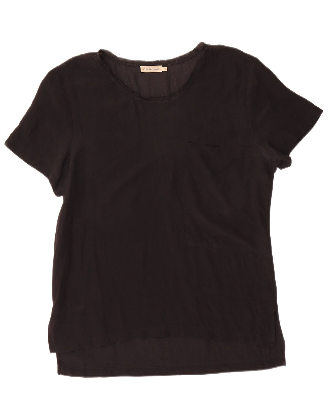 Calvin Klein Jeans Damen Bluse Top UK 14 Medium Schwarz